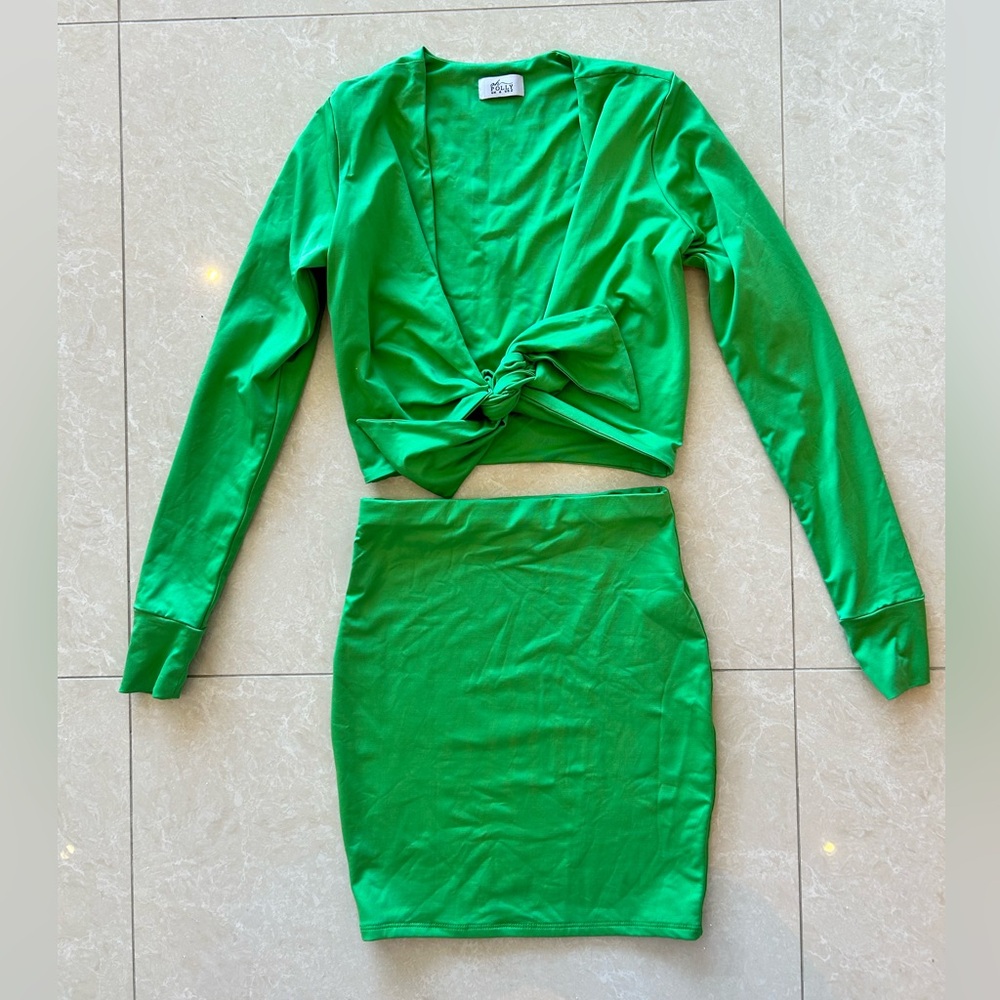 Oh Polly Long Sleeve Tie Top and Skirt Set